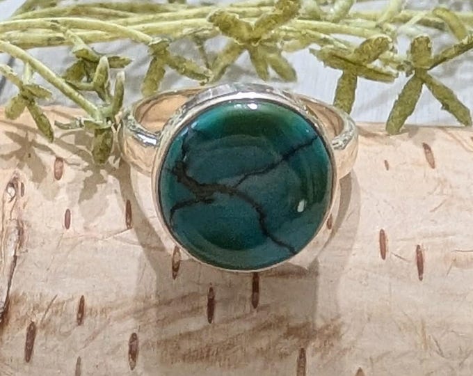 Natural Tibetan Turquoise Sterling Silver Ring, Premium Grade Turquoise Ring Size 7, Statement Turquoise Ring, Handmade Turquoise Ring, HS