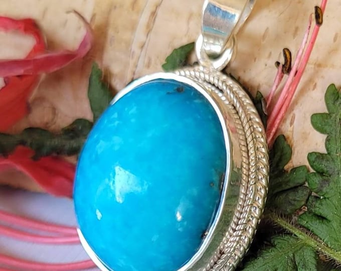 Natural Premium Grade Turquoise w/Pyrite .925 Sterling Silver Pendant Weighs 13 Grams CW24 Measures 1 1/2" x 7/8"