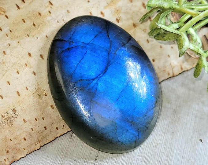 Labradorite Cabochon, Premium Grade Blue Flash Labradorite Oval Cabochon 37.50ct 1 Stone Wire Wrapping, Weaving, Pendant or Ring HK20