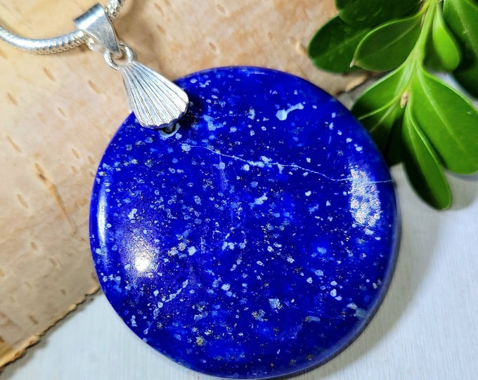 Lapis Lazuli Pendant, Lapis Sterling Silver Pendant, Handmade Pendant, Gift for Her, Statement Pendant, DR08