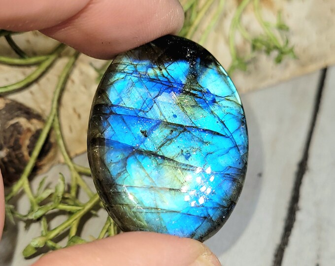 Blue Flash Labradorite Cabochon, Labradorite Oval Cabochon, Labradorite Cabochon,  Wire Wrapping, Weaving, Pendant, Collector HJ05
