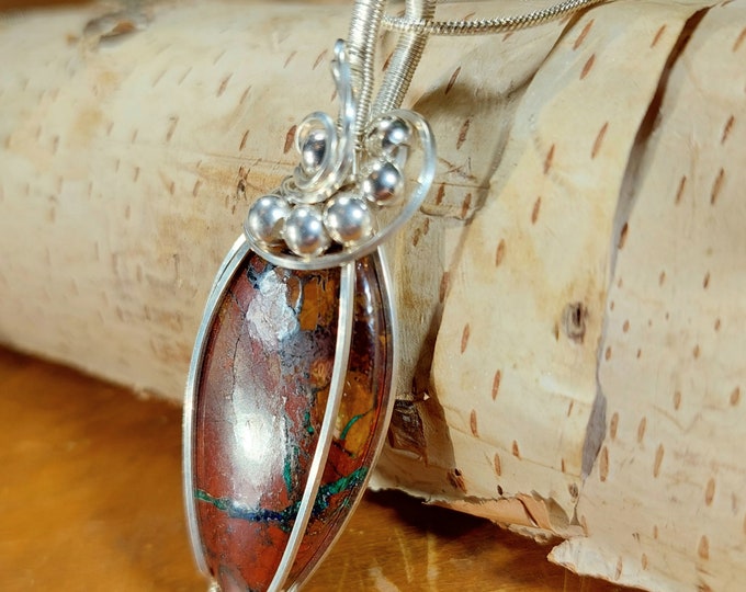 Zaranite Sterling Silver Wire Wrapped Pendant, Hand Wire Wrapped Pendant, Statement Pendant, Gift for Her, GC17