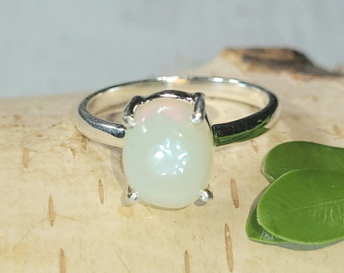 Natural Top Choice Ethiopian Opal .925 Sterling Silver Ring Size 6.5 Genuine Opal with Orange Flashes Gift for Her
