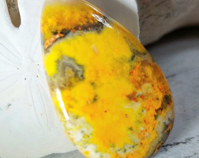Bumblebee Jasper Cabochon, Eclipse Jasper Cabochon, Pear Shaped Jasper Cabochon, Wire Wrapping, Weaving, Use for Pendant, GB29