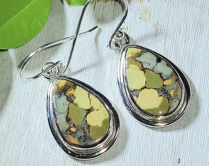 Natural Premium Quality Tibet Turquoise .925 Sterling Silver Earrings 7 Grams 1 3/8" x 9/16" ER18