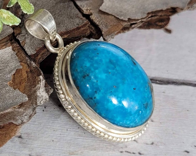 Natural Premium Grade Turquoise w/Pyrite .925 Sterling Silver Pendant Weighs 12 Grams CY40 Measures 1 9/16" x 1"