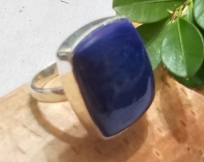 Lazuli Blue Lapis Ring, Lapis Sterling Silver Ring Size 5 Gift for Her, Handmade Ring, Statement Ring FV13
