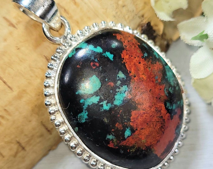Sonora Jasper Pendant, Sunset Jasper Sterling Silver Pendant, Handmade Sonora Jasper Pendant, Gift for Her, Statement Pendant DK27