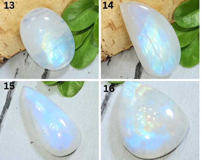 Moonstone Cabochons, Rainbow Moonstone, Blue Flash Moonstone Cabochons, Cabochons for Wire Wrapping, Moonstone Cabs B-13-16.