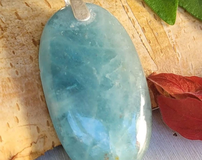 Aquamarine Pendant, Aquamarine Sterling Silver Pendant, Oval Aquamarine Pendant, Statement Pendant, Gift for Her, Handmade Pendant CW72