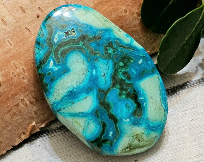 Chrysocolla Malachite Cabochon, Oval Malachite Cab, Handmade cabochon, Chrysocolla Oval cabochon, Wire wrapping cabochon, FM50