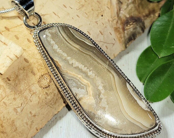 Natural Best Grade Crazy Lace Agate Freeform Handmade .925 Sterling Silver Pendant 2 3/8" x 3/4" 12 Grams AP12