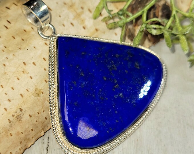 Lapis Lazuli Pendant, Lapis Lazuli Pear Sterling Silver Pendant, Handmade Lapis Pendant, Gift for Her, Statement Pendant, HH27