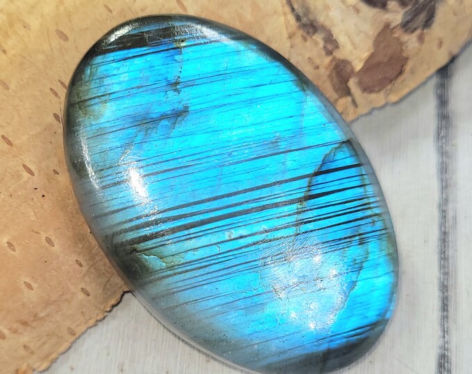 Natural Premium Grade Blue Flash Labradorite Oval Cabochons 92ct, Wire Wrapping, Weaving, Use for Pendant, Collector, FT41, Handmade Cab