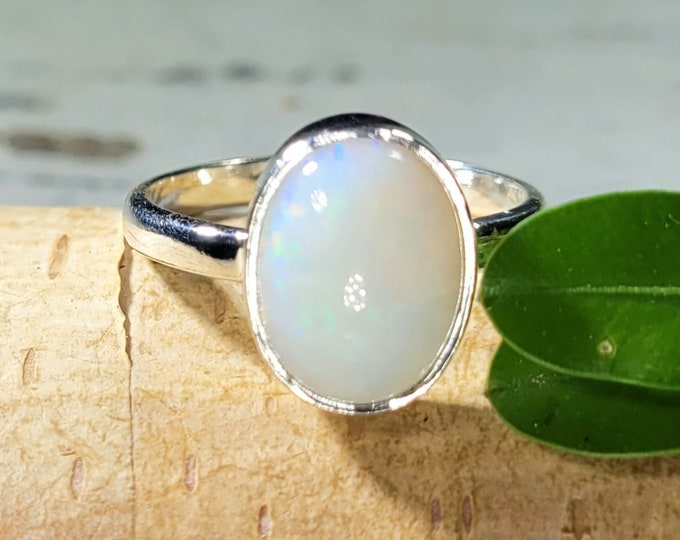 Ethiopian Opal Ring, Ethiopian Opal Sterling Silver Ring, Multi Color Opal Ring, Statement Ring, Handmade Ring, Gift for Her, FJ Size 8