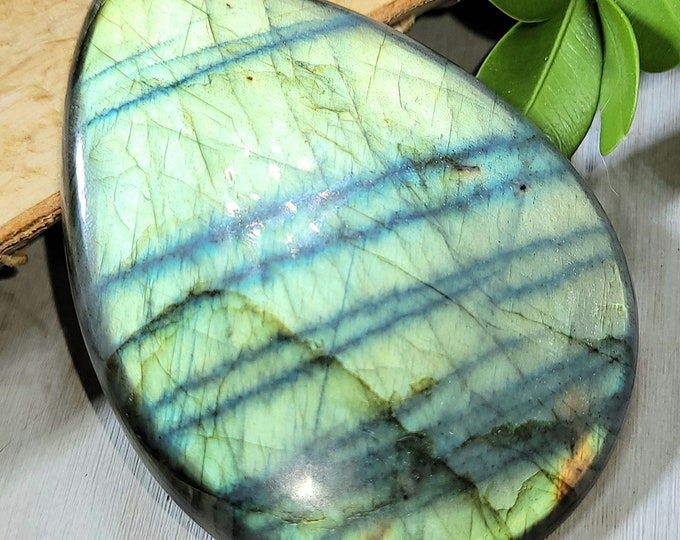 Natural Huge Bright Flash Labradorite Pear Cabochon 150ct 30 Grams 60mm x 44mm Wire Wrapping, Weaving or Palm Stone, Collector LB39