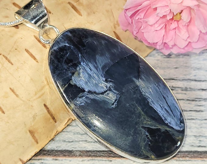 Handmade Pietersite Sterling Silver Pendant: Statement Jewelry, JV08