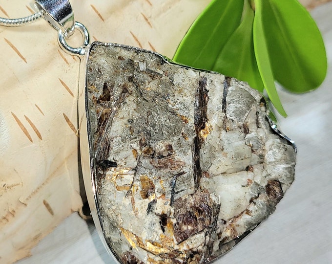 Natural High AAA Grade Astrophyllite Pear Druzy Handmade .925 Sterling Silver Pendant 21 Grams 1 7/8" x 1 3/8" EJ04