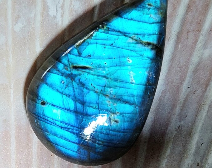 Blue Flash Labradorite Cabochon, Labradorite Pear Shaped Cabochon 40ct, Wire Wrapping, Weaving, Pendant, Collector GB03