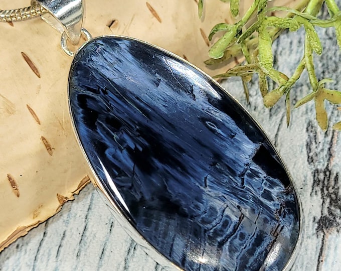 Handmade Pietersite Sterling Silver Pendant: Statement Jewelry