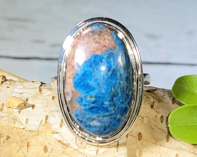 Natural Nice Quality Shattuckite Handmade Oval .925 Sterling Silver Ring Size 9 8 Grams Face 1" x 3/4" CD30