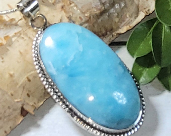 Natural High Grade Hemimorphite .925 Sterling Silver Pendant 14 grams 2" x 1" AF32 Rare Hard to Come By Grade
