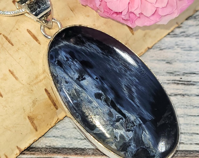 Handmade Pietersite Sterling Silver Pendant: Statement Jewelry, JV12