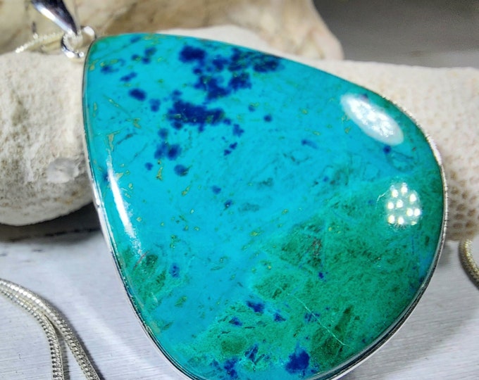 Natural High Quality Shattuckite .925 Sterling Silver Pendant Shattuckite in Sterling Pendant GL25