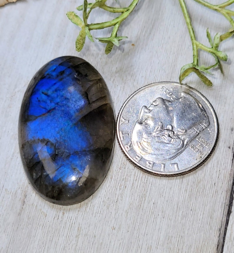 Blue Flash Labradorite Cabochon, Labradorite Oval Cabochon, Labradorite Cabochon, Wire Wrapping, Weaving, Pendant, Collector HJ09 image 2