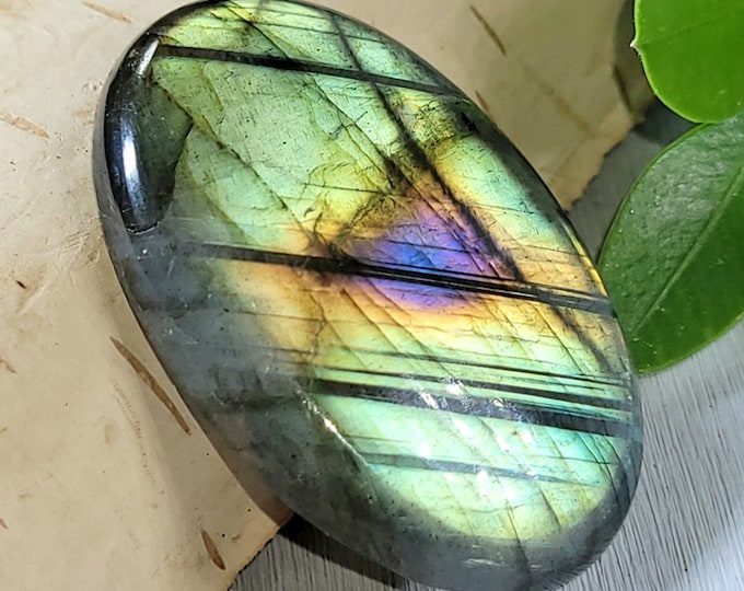 Natural Premium Multi-Flash Labradorite Oval Cabochon 40ct 35mm x 22mm Wire Wrapping, Weaving or Pendant, Collector, Gift for Anyone CK34
