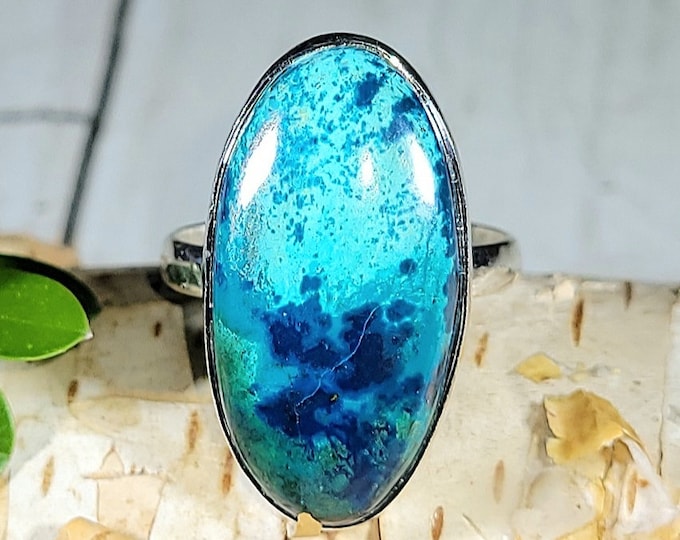 Natural AAA Quality Shattuckite .925 Sterling Silver Ring Size 8 6 Grams 1" x 9/16" AB03