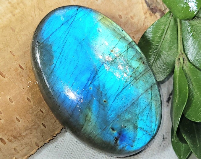 Labradorite Cabochon, Oval Labradorite Cabochon, Blue Flash Labradorite, Handmade Cabochon, Wire Wrapping, Weaving, FN23