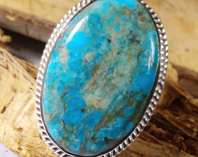 Turquoise Ring, Kingman Arizona Turquoise Ring, Turquoise Sterling Silver Size 7 1/2, Gift for Her, Boho Ring, Statement Ring, Handmade Ring
