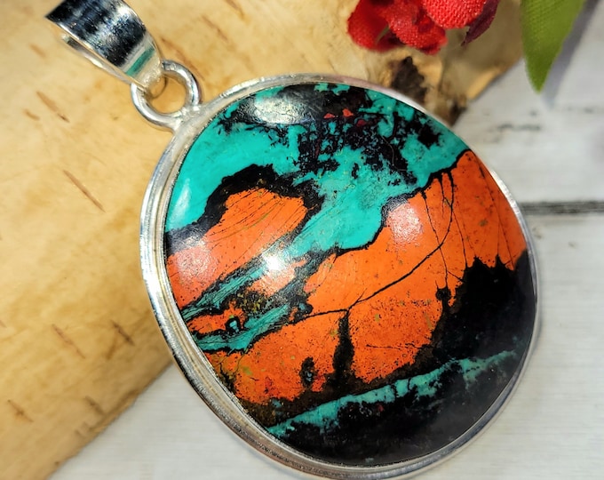 Sonora Jasper Pendant, Sunset Jasper Sterling Silver Pendant, Handmade Sonora Jasper Pendant, Gift for Her, Statement Pendant DJ