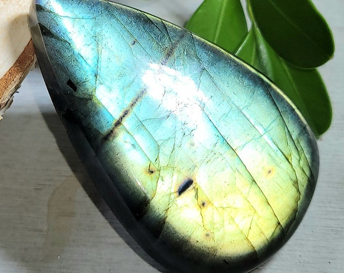 Natural Multi-Color Labradorite Pear Cabochon 80ct 44mm x 28mm Wire Wrapping, Weaving, Pendant Bolo Tying LC21