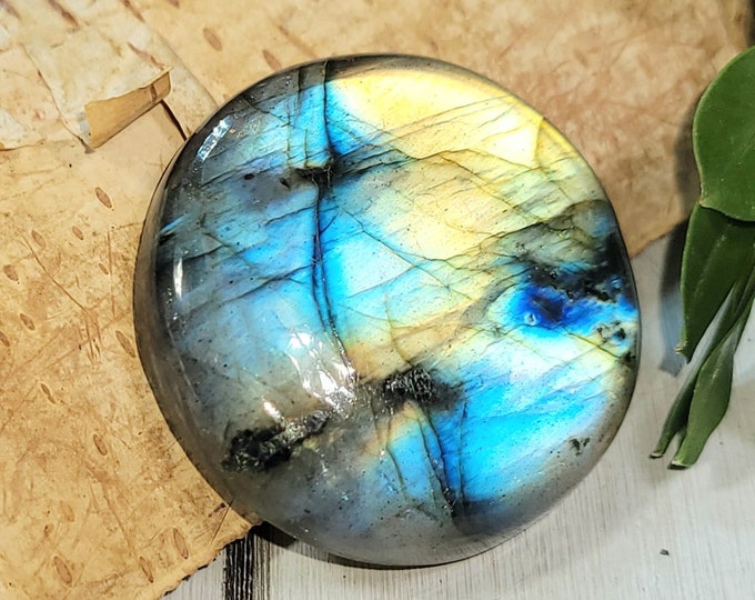 Natural High Grade Multi Flash Labradorite Round Cabochon 55ct 11 Grams 29mm Round Wire Wrapping, Weaving or Pendant, Collector CH17