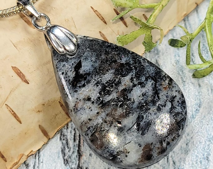 Handmade Pear Astrophyllite Sterling Silver Pendant