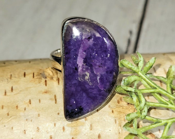Charoite Ring, Sterling Silver Charoite Ring Size 7, Handmade Charoite Ring, Charoite Statement Ring, Gift for Her, AAA Charoite Ring, HJ