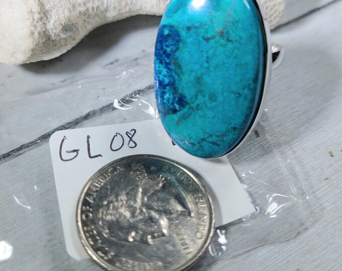 Natural Premium Grade Mesmerizing Shattuckite Handmade .925 Sterling Silver Ring Size 8 3/4 GL