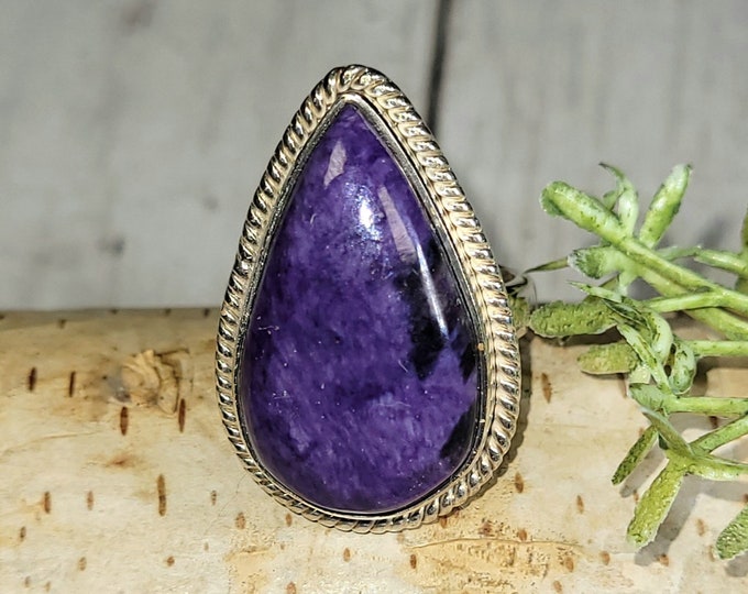 Charoite Ring, Sterling Silver Charoite Ring Size 7, Handmade Charoite Ring, Charoite Statement Ring, Gift for Her, AAA Charoite Ring, HJ