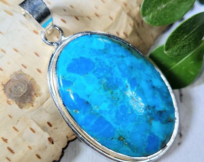 Turquoise Pendant, Kingman Turquoise Sterling Silver Pendant, Arizona Kingman Turquoise  Pendant, Gift for Her, Statement Pendant DN02