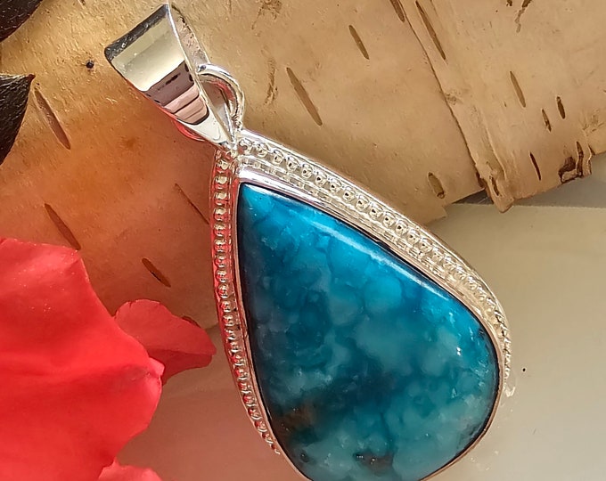 Natural Turquoise Pendant, Turquoise and Pyrite Sterling Silver Pendant, Handmade Turquoise Pendant, Statement Pendant, Gift for Her, HF18