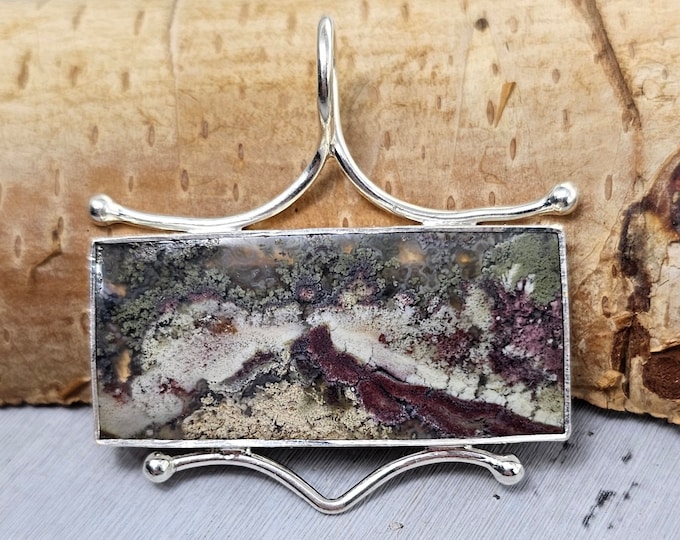 Scenic Moss Agate Pendant, Scenic Moss Agate Sterling Silver Pendant, Premium Moss Agate Pendant, Statement Pendant, FK34, Gift for Her