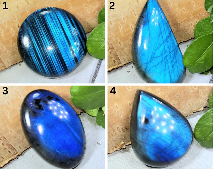 Blue Labradorite Cabochon Bead, Blue Cabochon for wire wrapping, Blue Flash Labradorite Cabochons, Labradorite Cabochons A-1-4
