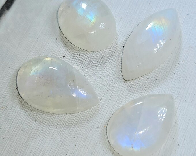 Natural Blue Flash Moonstone 4pcs Cabochon Lot Pendant 40ct Mixed Shapes and Sizes AD11