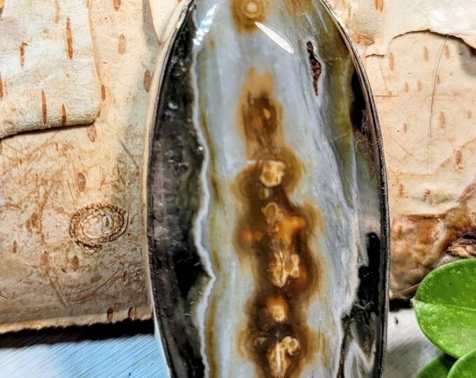 Natural AAA Grade Ocean Jasper Handmade .925 Sterling Silver Pendant Measures 2 1/4" x 7/8" Weighs 11 Grams AC04