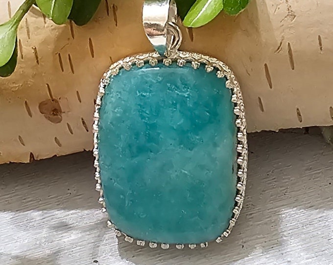 Amazonite Sterling Silver Pendant, Handmade Amazonite Pendant, Gift for Her, Statement Amazonite Pendant, FW27
