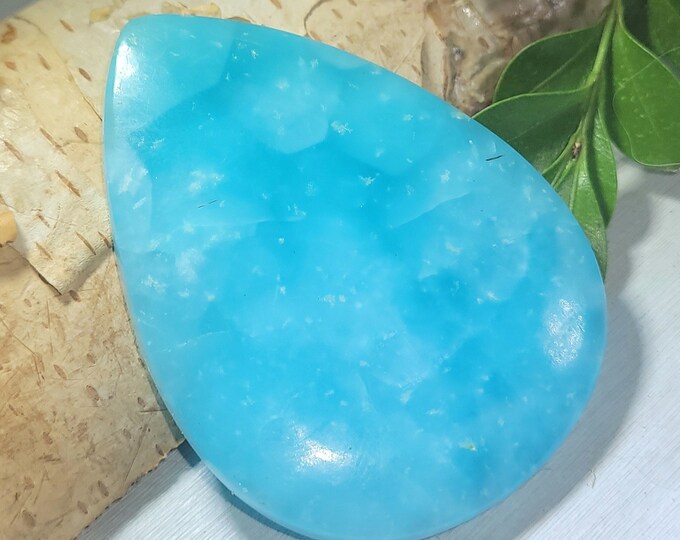Natural Best Grade Huge Hemimorphite Pear Cabochon 110ct 22 Grams 56mm x 40mm Wire Wrapping, Weaving or Pendant, Collector AJ16