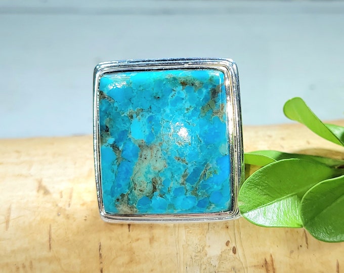 Kingman Turquoise Ring, Turquoise Ring, Arizona Turquoise Sterling Silver Ring Size 8.5 Gift for Her, Boho Ring, Statement Ring FB
