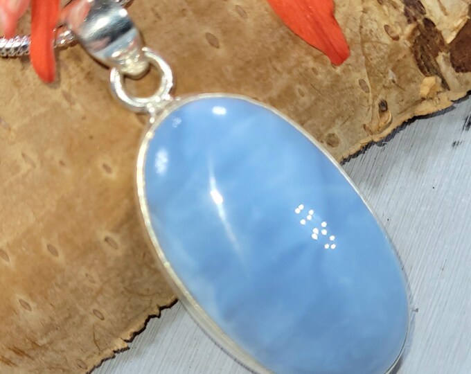 Blue Opal Pendant, Blue Opal Sterling Silver Pendant, Blue Opal Handmade Sterling Silver Pendant, Statement Pendant, FF04, Gift for Her